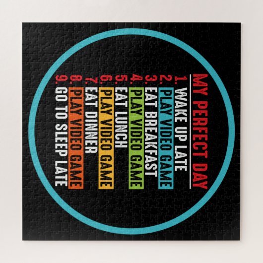 Gamer My Perfect Day Play Video Games Puzzle (Horizontal)