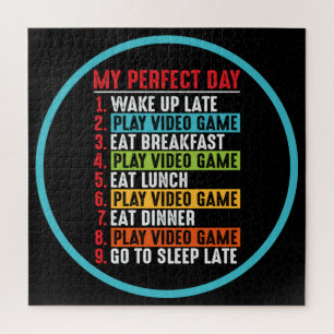 Gamer My Perfect Day Play Video Games Puzzle