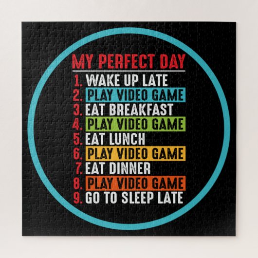 Gamer My Perfect Day Play Video Games Puzzle (Vertikal)