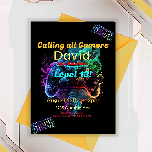 Gamer, nächste Stufe, Player One Video Game Einladung