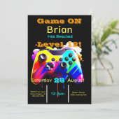 Gamer, Next Level, Player One, 12. Video Game Einladung (Stehend Vorderseite)