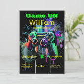 Gamer, Next Level, Player One, 13. Video Game Einladung (Stehend Vorderseite)