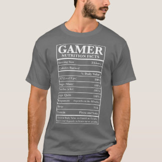 Gamer Nutrition Facts Funny Video Game Games Boys T-Shirt