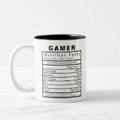 Gamer Nutrition Facts Statistics Funny Zweifarbige Tasse (Links)