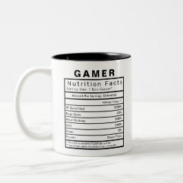 Gamer Nutrition Facts Statistics Funny Zweifarbige Tasse