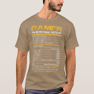 Gamer Nutritional Facts Cool Gamer Video Game Funn T-Shirt