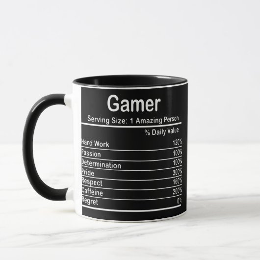 Gamer Nutritional Facts Cool Gamer Video Game Tasse (Links)