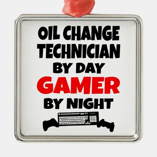 Gamer Oil Change Techniker Silbernes Ornament (Vorne)