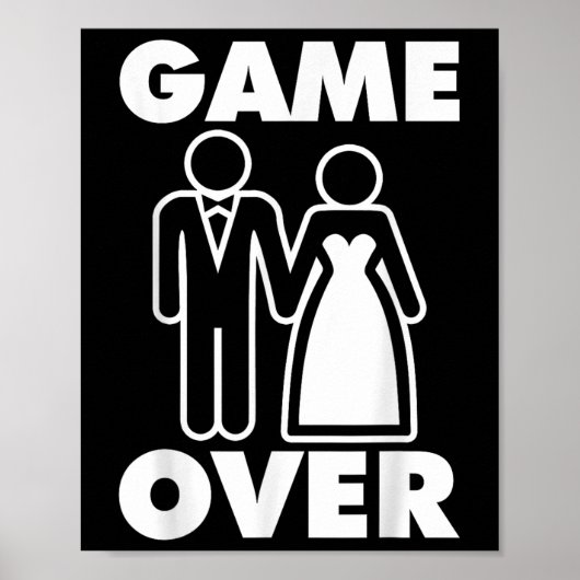 Gamer Over Bride Groom Funny Wedding Poster (Vorne)