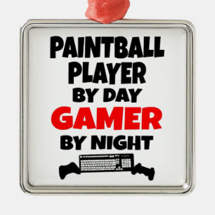 Gamer Paintball Player Silbernes Ornament