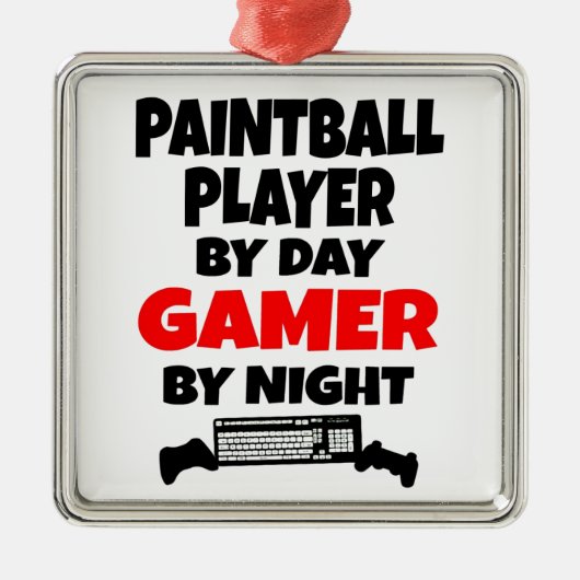 Gamer Paintball Player Silbernes Ornament (Vorne)