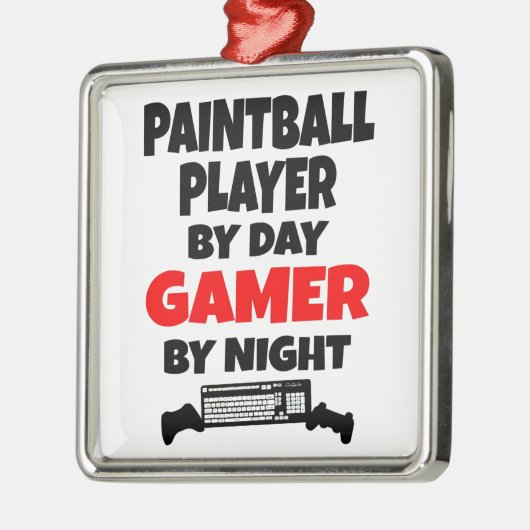 Gamer Paintball Player Silbernes Ornament (Links)