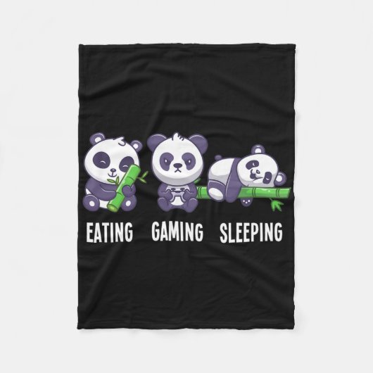 Gamer Panda Ess Gaming Schlafen für Multiplayer Fleecedecke (Vorderseite)