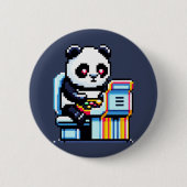 Gamer Panda - Niedliches Pixel Art Arcade Design Button (Vorderseite)