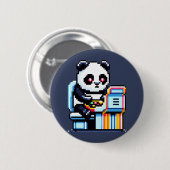 Gamer Panda - Niedliches Pixel Art Arcade Design Button (Vorne & Hinten)