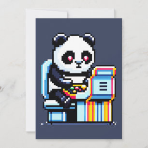 Gamer Panda - Niedliches Pixel Art Arcade Design Feiertagskarte