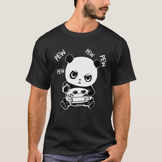 Gamer Panda schlafend Pew Addict lustige Geschenke T-Shirt (Vorderseite)