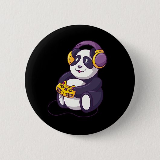 Gamer Panda Spielen Videogames Button (Vorderseite)
