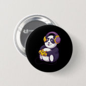 Gamer Panda Spielen Videogames Button (Vorne & Hinten)