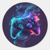 Gamer-Party-Hülle Runder Aufkleber (Vorderseite)