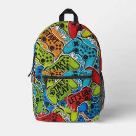 Gamer Pattern Backpack Bedruckter Rucksack