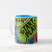 Gamer Pattern Coffee Mug Zweifarbige Tasse (Vorderseite Links)