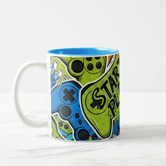 Gamer Pattern Coffee Mug Zweifarbige Tasse (Links)