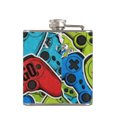Gamer Pattern Flasche Flachmann (Rückseite)