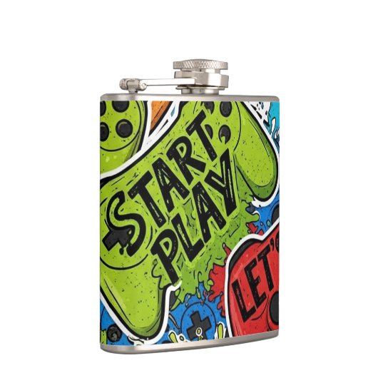 Gamer Pattern Flask Flachmann (Rechts)