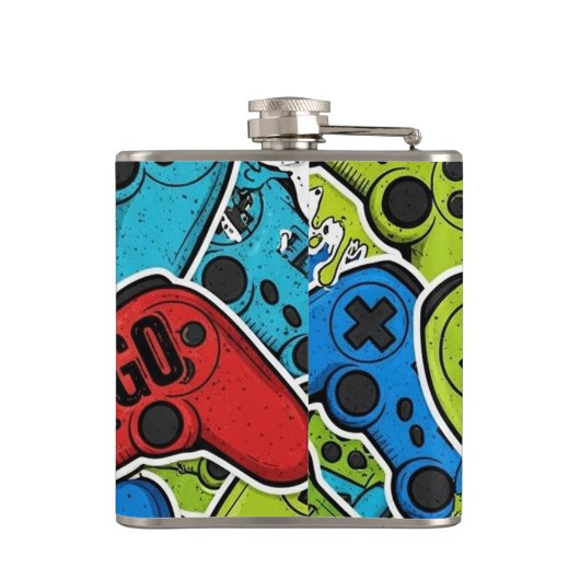 Gamer Pattern Flask Flachmann (Rückseite)