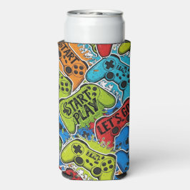 Gamer Pattern Foam Can/Bottle Cooler Selters Dosenkühler