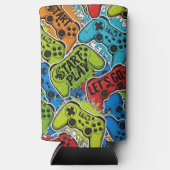 Gamer Pattern Foam Can/Bottle Cooler Selters Dosenkühler (Vorderseite)