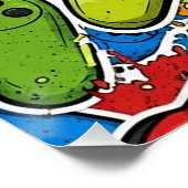 Gamer Pattern Glänzendes Poster (Ecke)