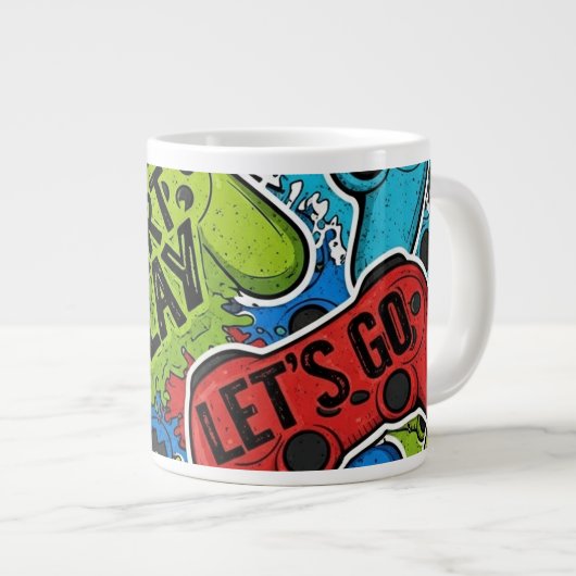 Gamer Pattern Jumbo Spezialtasse Jumbo-Tasse (Vorderseite Rechts)