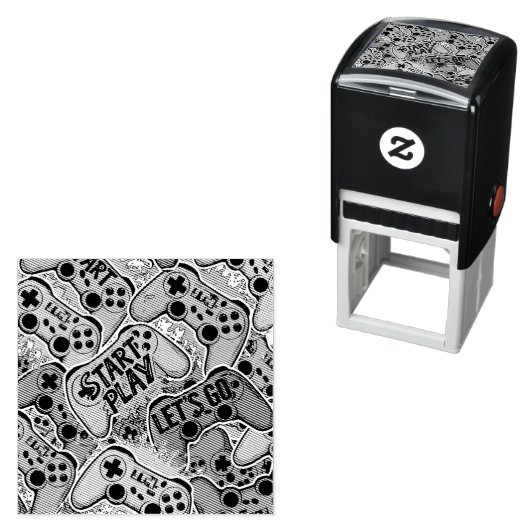 Gamer Pattern Self Inking Rubber Stamp Permastempel (Beispiel)