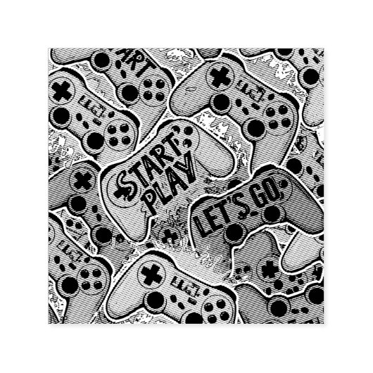 Gamer Pattern Self Inking Rubber Stamp Permastempel (Design)
