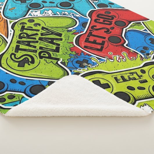 Gamer Pattern Sherpa Blanket Sherpadecke (3/4)
