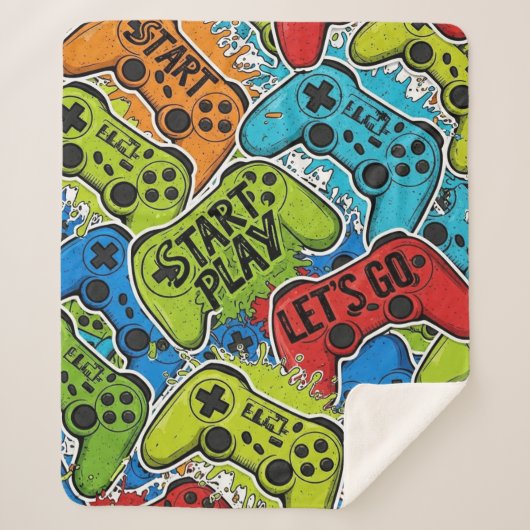 Gamer Pattern Sherpa-Decke Sherpadecke (Vorderseite)