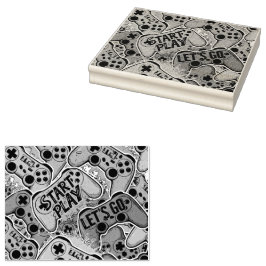 Gamer Pattern Wood Art Stamp Gummistempel