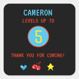 Gamer personalisiert 5. Geburtstagsparty Quadratischer Aufkleber