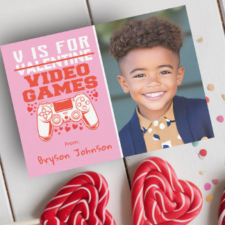 Gamer Photo Classroom Valentines Day Card Mitteilungskarte
