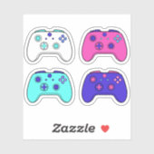 Gamer Pink Lila Blue Cartoon Controller Set Aufkleber (Blatt)