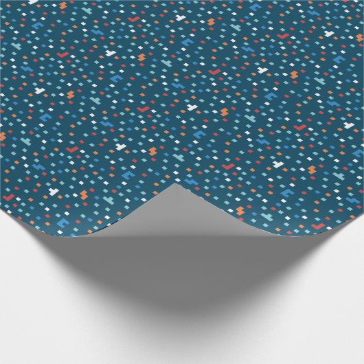 Gamer-Pixel auf dunkelblauem Hintergrund Geschenkpapier (Ecke)