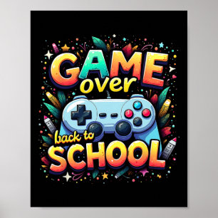 Gamer Pixel Game Over Student Zurück zur Schule  Poster