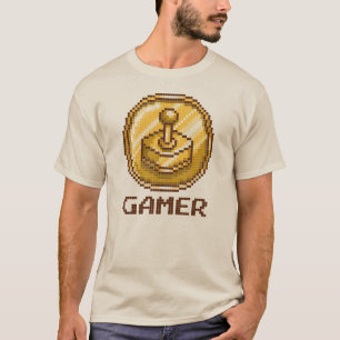 Gamer Pixel Joystick Emblem - Retro-Gaming T-Shirt
