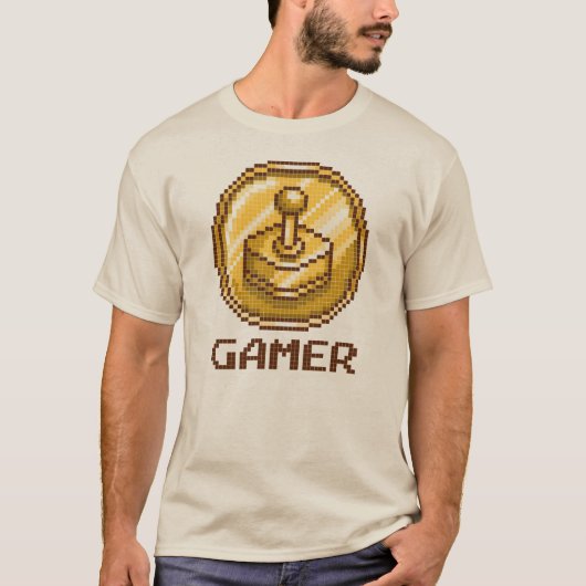 Gamer Pixel Joystick Emblem - Retro Gaming T-Shirt (Vorderseite)
