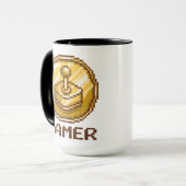 Gamer Pixel Joystick Emblem - Retro Gaming Tasse (Vorderseite Links)
