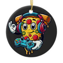 Gamer Pizza Video Gaming Food Keramik Ornament
