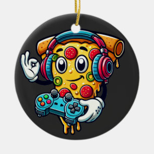 Gamer Pizza Video Gaming Food Keramik Ornament