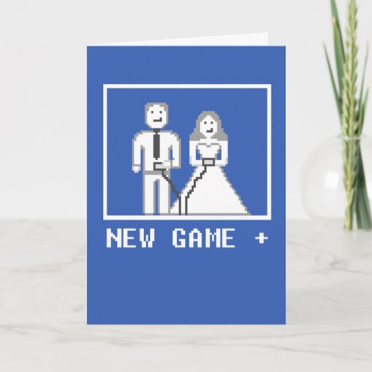 Gamer Player 1 und 2 Neue Spiel Plus Hochzeit Karte (Vorderseite)